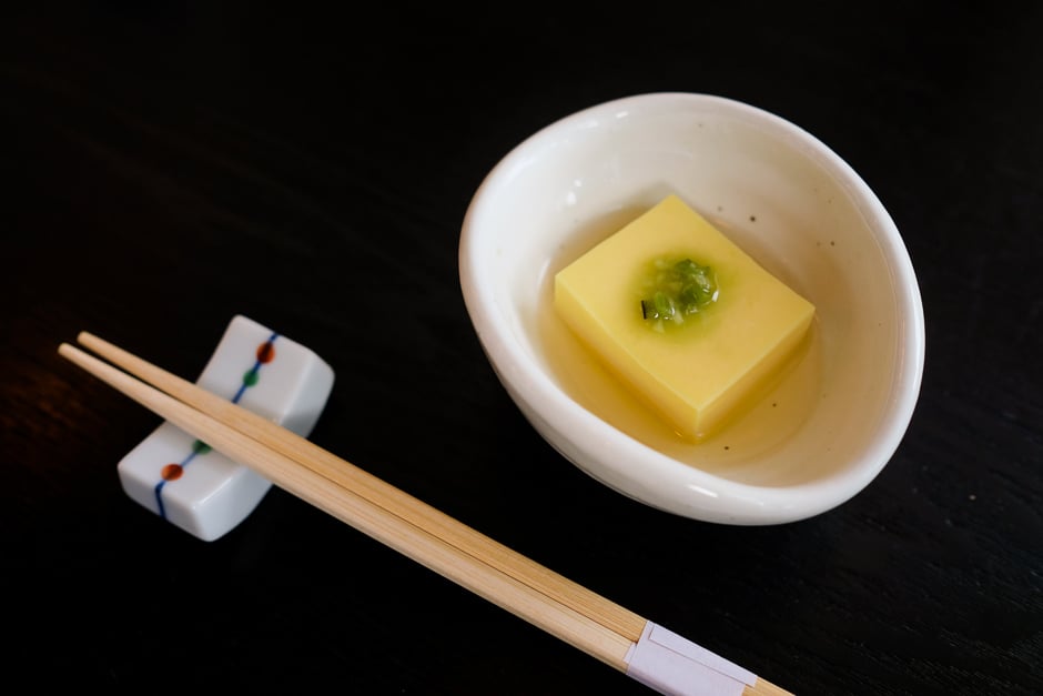 First Course: Tamago dofu (egg tofu) 