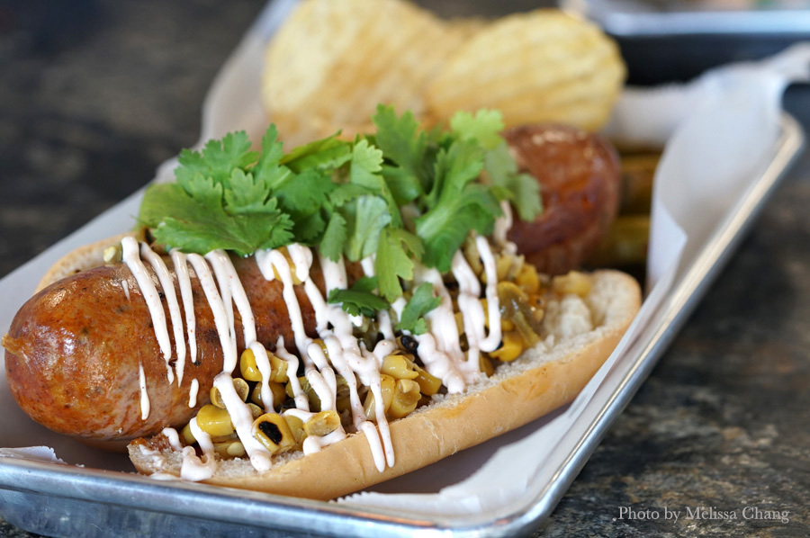 chorizo with street corn relish
