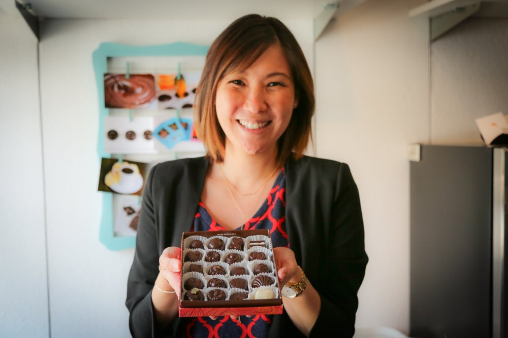 Choco lea owner, Erin Kanno Uehara and her pristine chocolate truffles. 