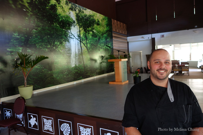 Executive Chef Mark Gedeon in front of one of the stages.