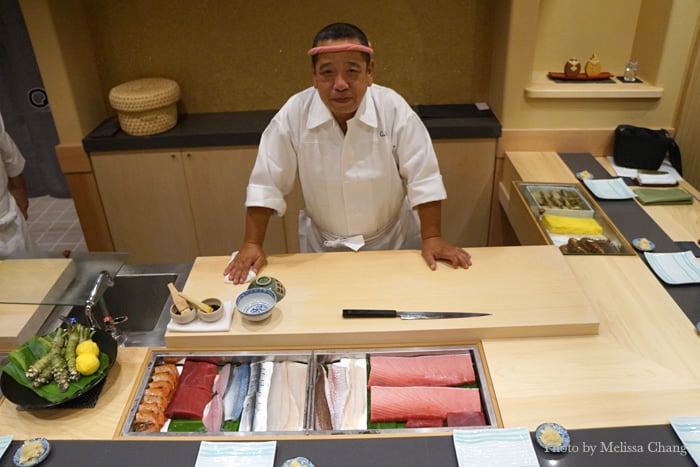 Owner/chef Takeshi Kawasaki at the nine-seat sushi bar.
