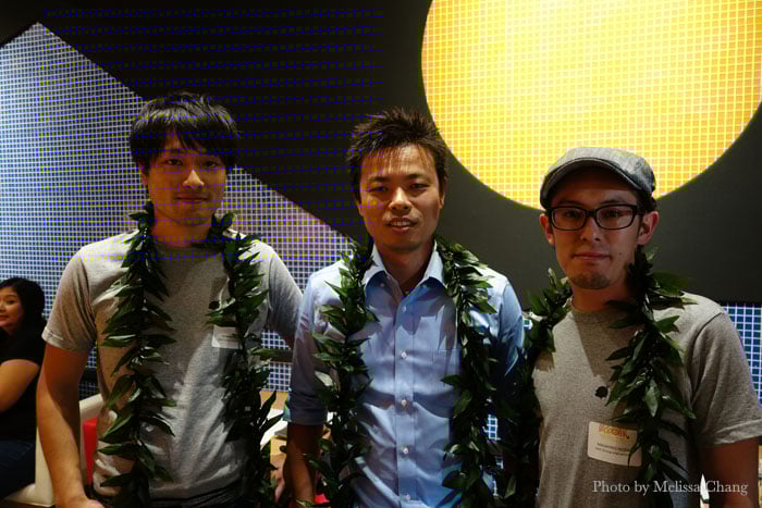 IKKA Dining Project President Taro Takenaga (center) with Executive Vice President Shunta Fukui and manager Masahiro Isoda.