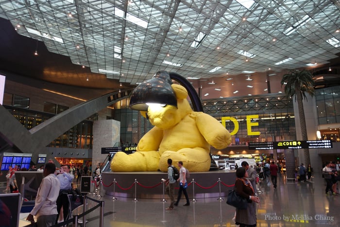 "Lamp Bear" by artist Urs Fischer at Doha Hamad International Airport.