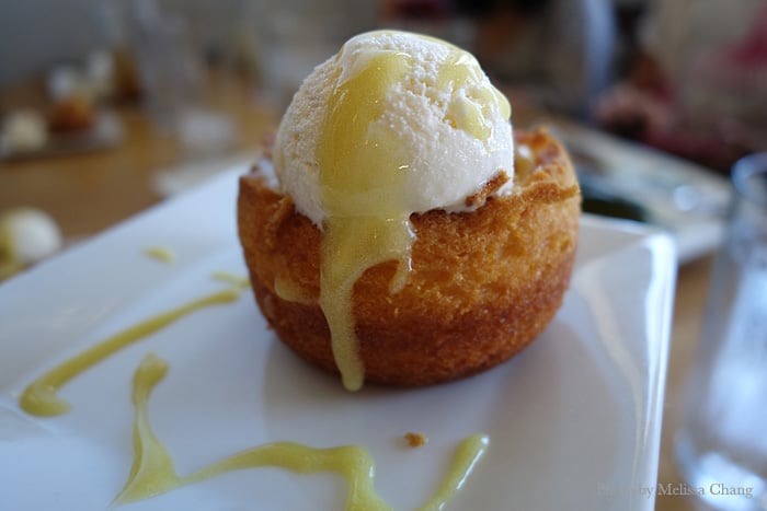 Lilikoi butter cake with ice cream.