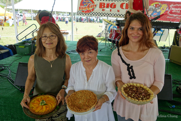 The Hawaii State Farm Fair pie recipe finalists, from left: Pamela Jinnohara, Cynthia Murakami Pratt, and Allisen Fong.
