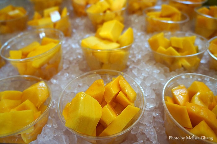 Refreshing cups of Makaha mangoes for $5 at Mangoes at the Moana.
