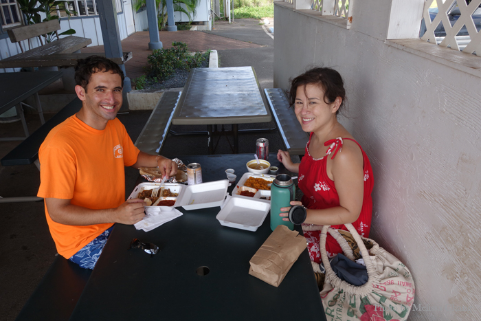 Surprise! We found townies Jason Parasco and Jenny Lee already eating Fijian curry.