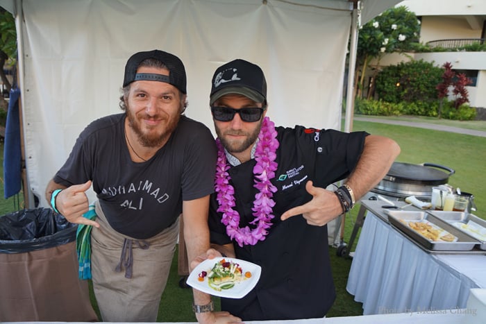 Spike Mendelsohn of Béarnaise in Washington, D.C. (left) returned to Hawaii with Marcel Vigneron of Beefsteak Restaurant of Los Angeles.