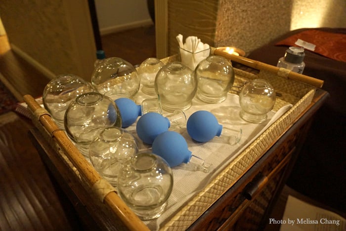Fire cups and suction cups for cupping class.