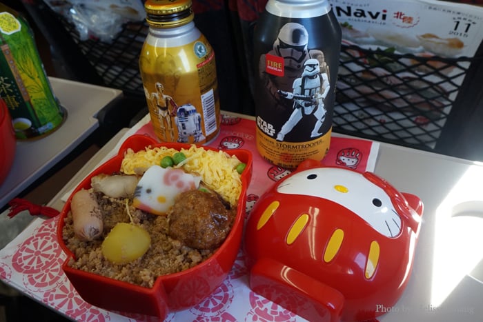 My Hello Kitty Daruma bento, about $10. I also bought Star Wars coffee to round out the meal.