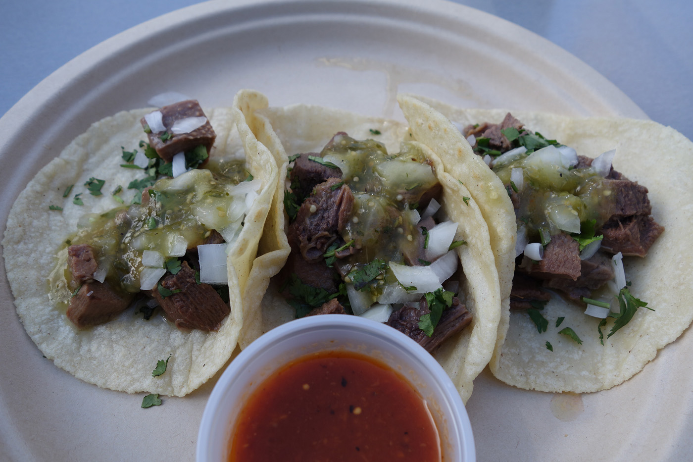 Lengua tacos at Pinchè Tacos in the Downtown Container Park.