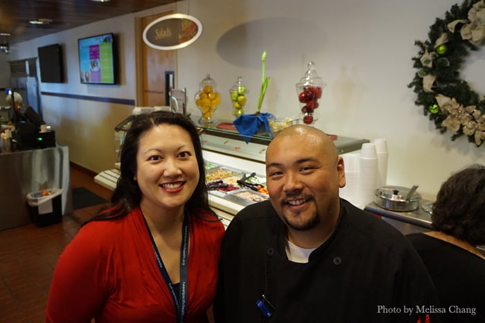 Pali Momi Director of Food and Nutrition Services Miriam Tcheng, RD; and chef Kyle Kanemura.