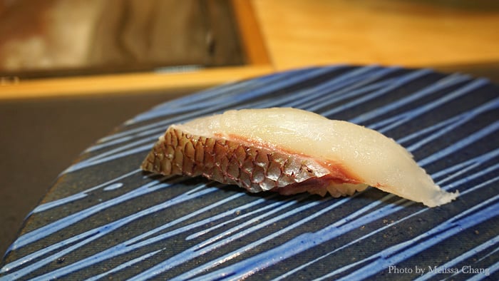 He includes slices from "regular" sushi bar fish, but every bite is fresh and clean, and a cut above.