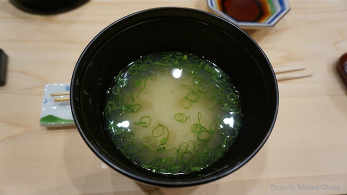 Quite possibly the best miso soup I've ever had. Made with lobster stock, the broth is rich and extremely hearty.