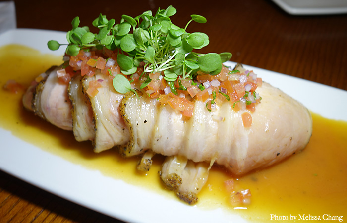 The plate of kurobuta pork loin before serving to guests.