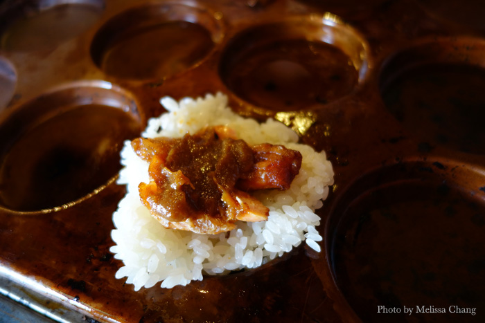 Cooking the Whatchafillin' rice cake.