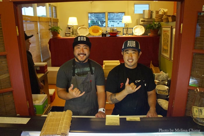 Chefs Jayse Sato, left, and Grant Oura of Rua Catering.