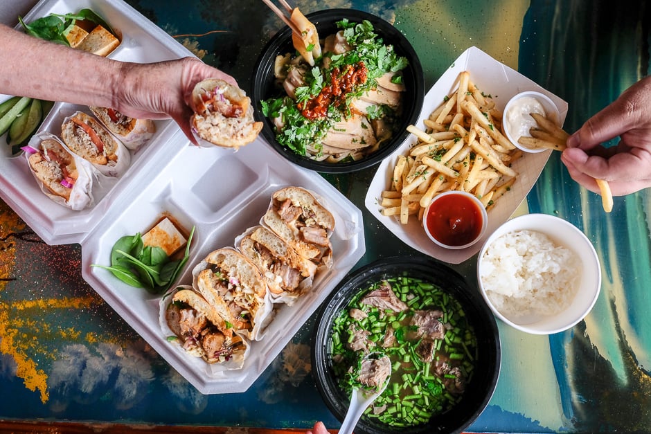 the spread of food at Feast, Jon Matsubara's pop-up at cafe anasia
