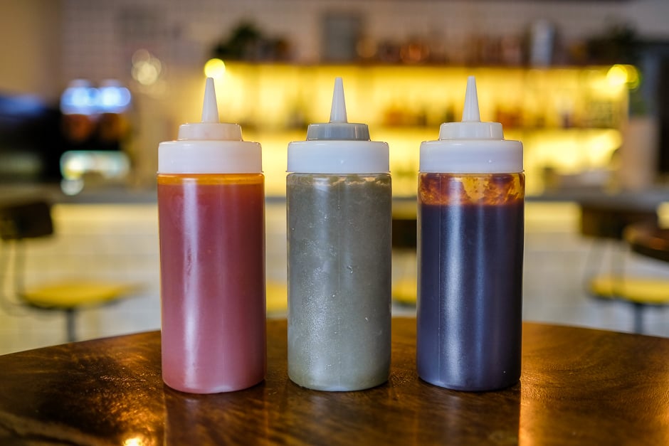 three sauces at Easy Que