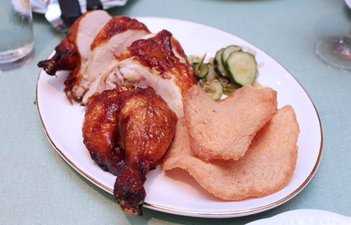 The half chicken ($28) is pricey but worth it. The pieces are juicy and tender and go well with the tamarind mustard, Szechuan salt and shrimp chips.