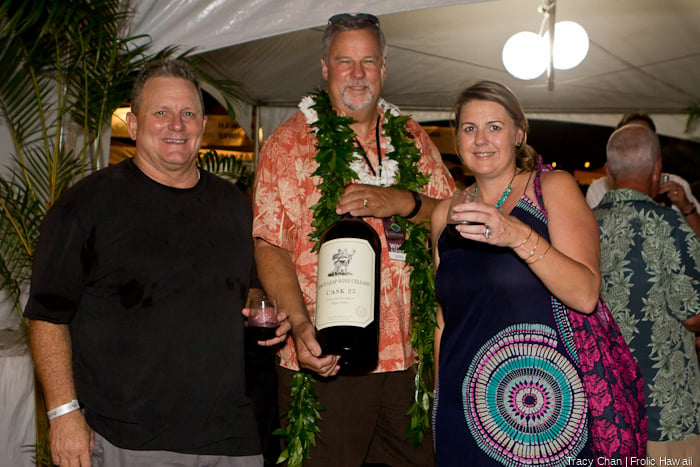 Stag's Leap Wine Cellars' Sr. Vice President and General Manager Martin Johnson (middle) wins an award for being perhaps the tallest person at the event.