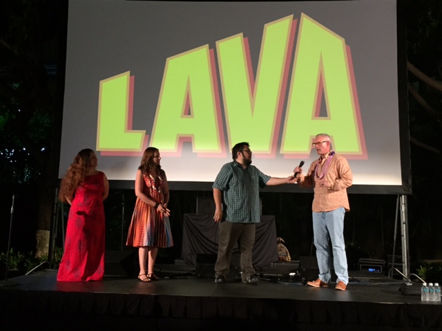 "Lava's" writer and director James Ford Murphy (far right), with HIFF's Anderson Le, producer Andrea Warren and Napua Greig.
