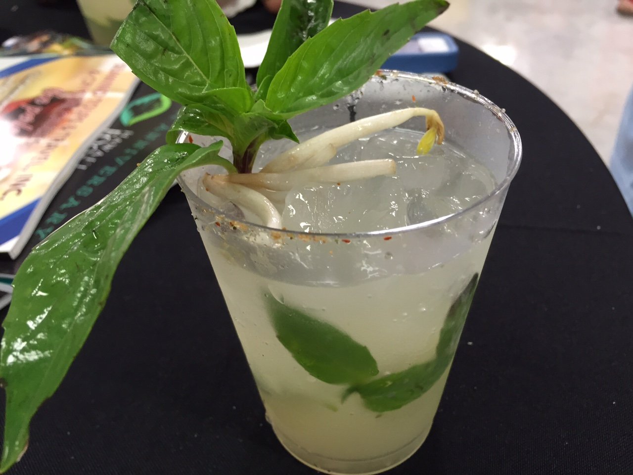 A closer look at that Mule Pho You by Chandra Lucariello of Southern Wine & Spirits. Made with Ocean Vodka, ginger syrup, a special "pho" syrup, Thai basil and ginger beer. Photo by Diane Seo