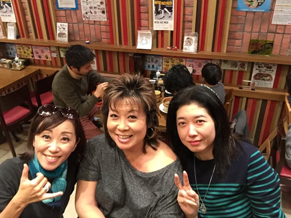 With Ritsuko (left) and Naomi at Kyushu Jangara Ramen.