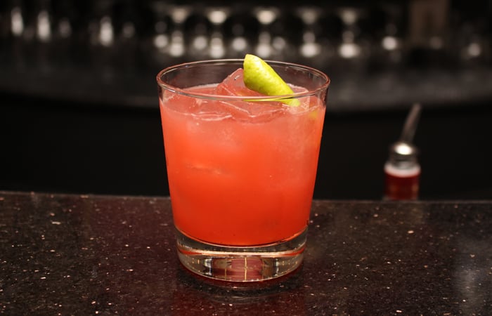 The Firerock ($7 happy hour $11) is similar to an alcoholic pink grapefruit drink. Her take on a gin sour, she uses strawberries to bring a little bit of sweetness to a drink that makes you pucker. 