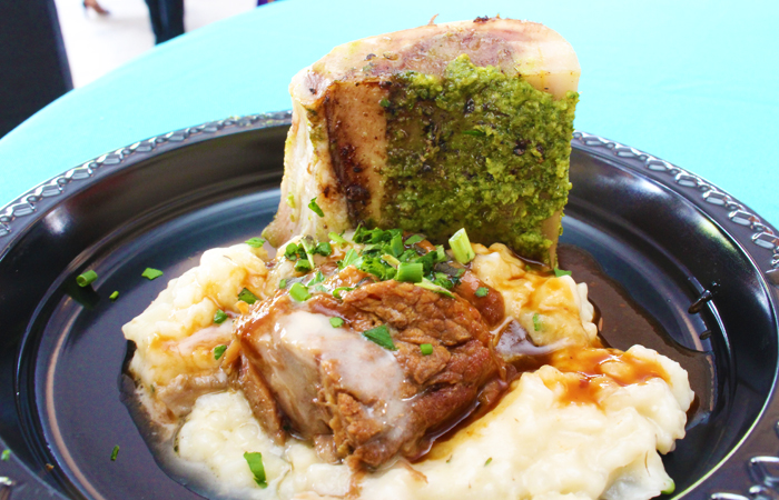 HASR Bistro prepared a roasted bone marrow with braised beef and a creamy risotto. 