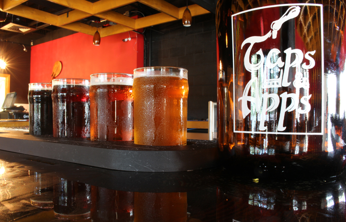 Beer flights are four 4-ounce pours for $12 to $16. 