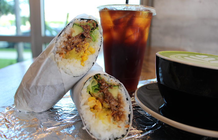 We ordered the pork miso roll ($8.25) with cucumber, sweet corn, takuan, ginger dressing, lettuce and fried onions. The ingredients are wrapped neatly in nori and make for an easy handheld meal for those on the go. Think Chipotle for sushi rolls. 