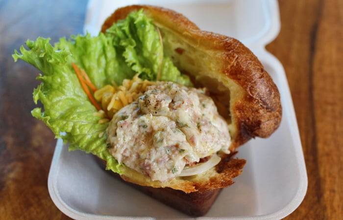 They also serve breakfast sandwiches ($3.75) that are buttery popovers stuffed with either corned beef or bacon & egg. The corned beef is more like a corned beef salad much like a tuna salad.