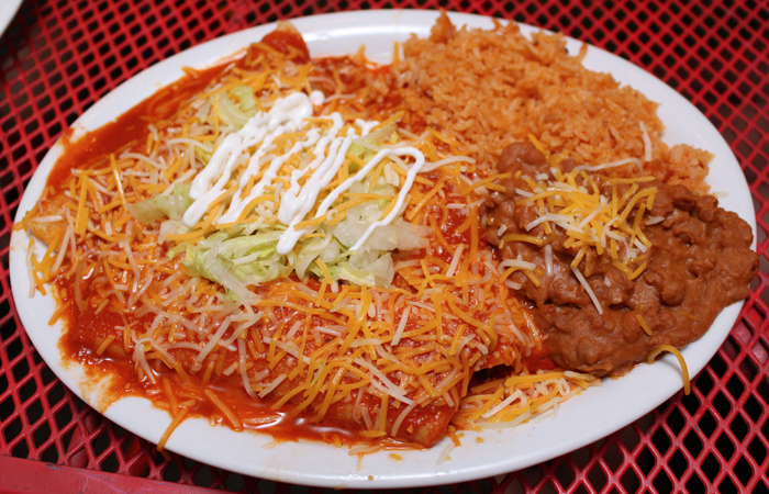The enchilada plate (3 for $12.25) is my favorite item on the menu. The red enchilada sauce is perfectly seasoned and is a must for first-timers. Although I've tried the enchiladas with all the fillings, the cheese is my favorite. Perfectly gooey and flavorful, the rich cheeses make for a filling meal.