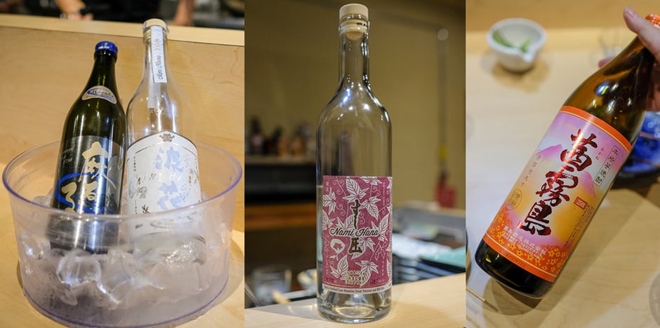 Bottles of sweet potato shochu