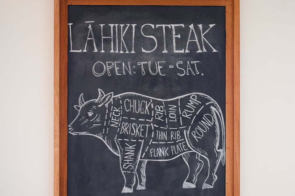 chalk drawing of cuts of beef