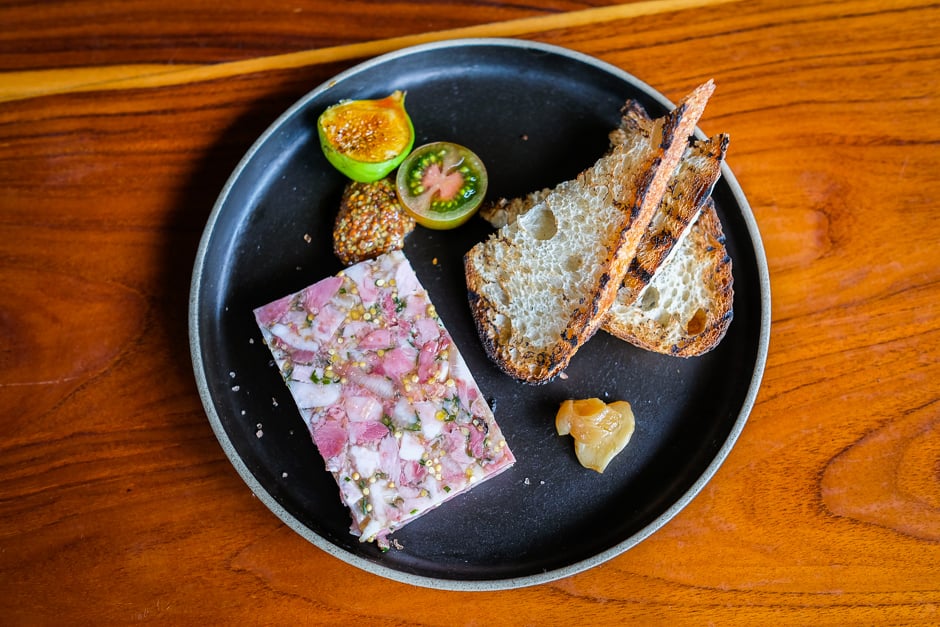 Head cheese made in house by Chef Simeon Hall Jr.