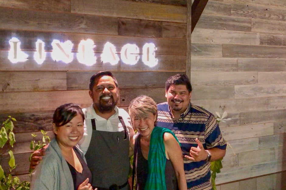 At Lineage Maui with Rebecca Pang, Sheldon Simeon, Mari Taketa and Thomas Obungen