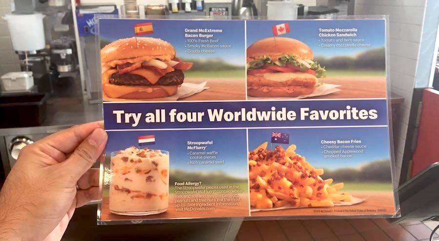 Mcdonald's store international menu