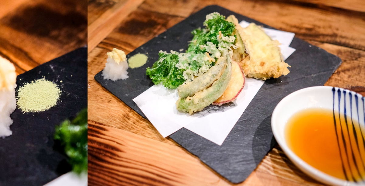 Assorted Vegetable Tempura with matcha salt