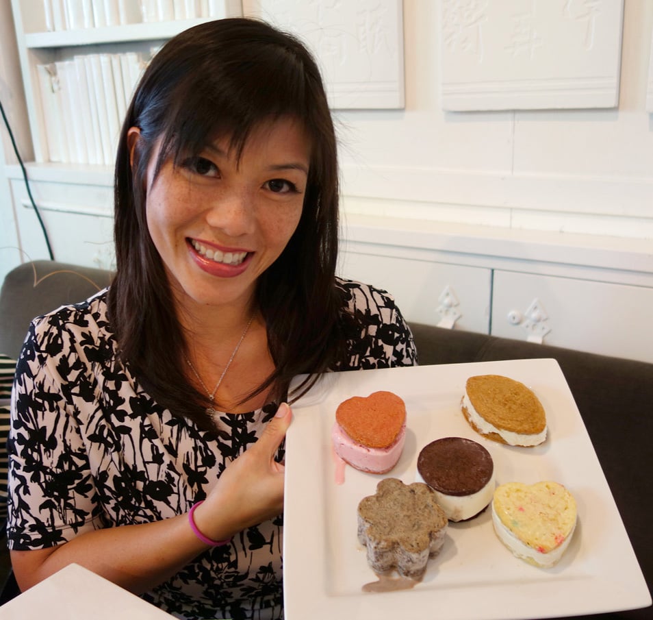 Stephanie Nomura with her ice cream sandwiches at Fresh Cafe.