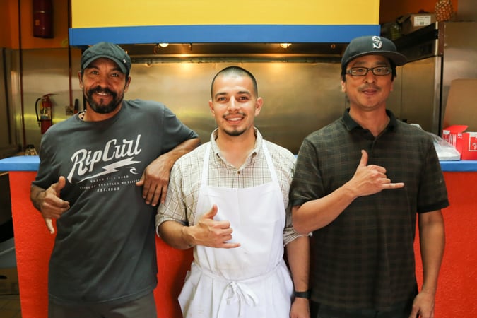 Taco Kabana's Miguel Angel, Daniel Rodriguez and Grant Sato.