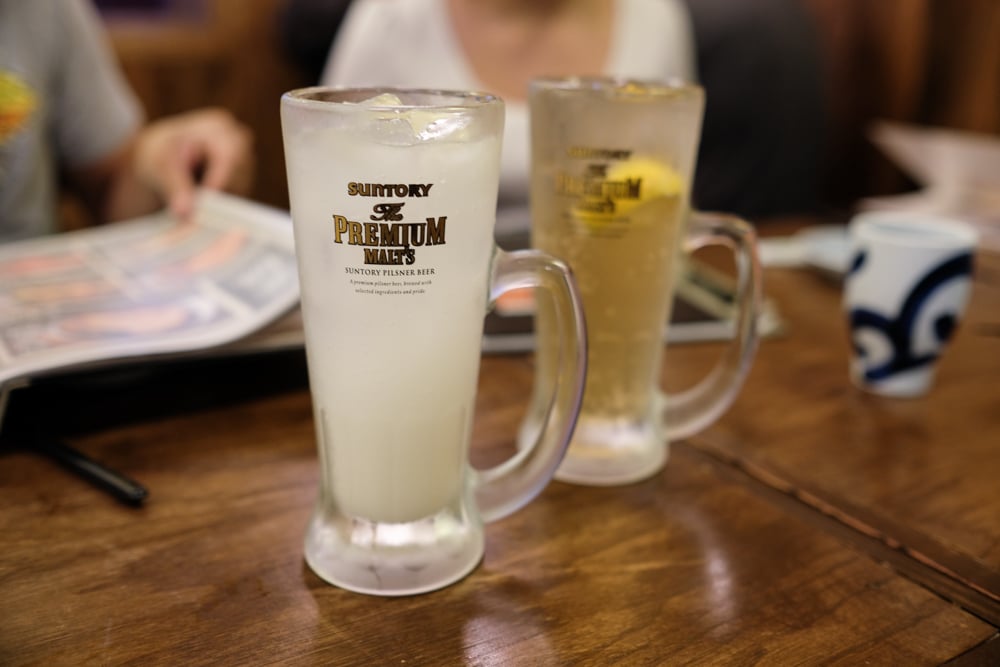 Calpis lemon soda chu-hi ($6.50) and ginger highball ($5). The alcohol isn't strong here, unless you're getting serious with sake. 