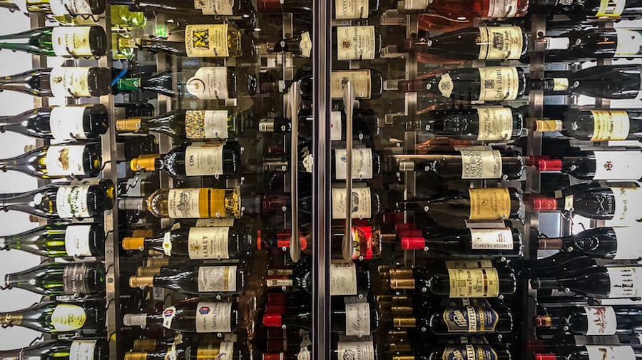 white and red wine bottles