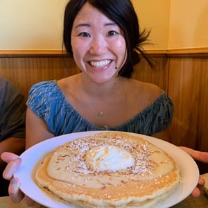 Yurkika Shigemoto with pancakes