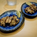Shio tebasaki, or grilled chicken wings seasoned with salt. Yakitori Ando