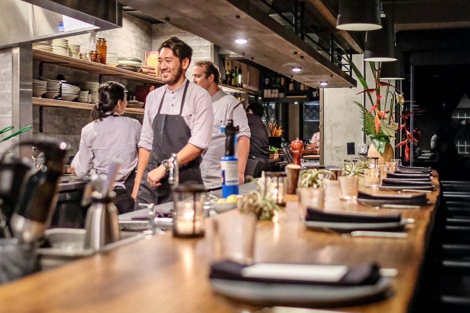 The chef's counter offers a front row seat of the action