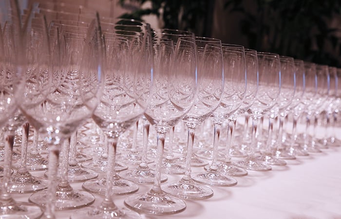 The wine glasses were polished and ready for service.