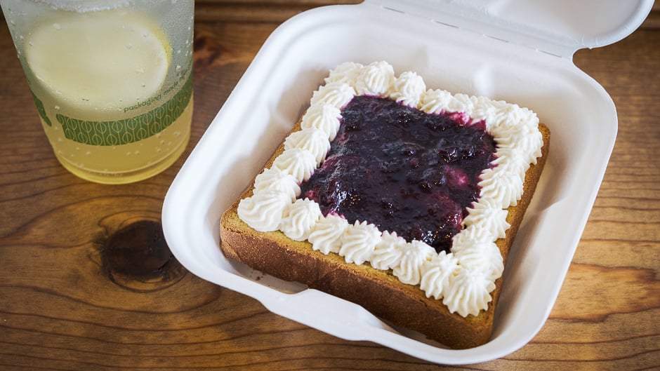 Blueberry jam and cream toast