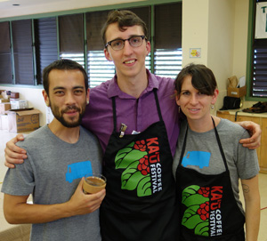 Some of Honolulu's best coffee geeks in Ka'u last weekend: Patrick Ouye, James McGillan Overman, and Juli Burden.